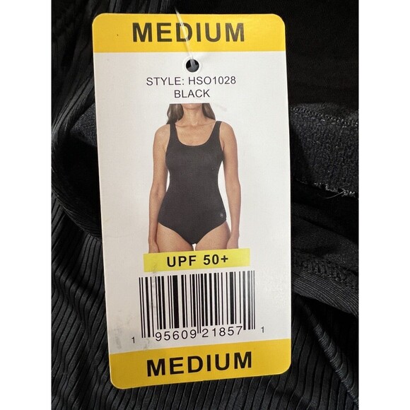 NEW Hurley Ladies Full Coverage One Piece Swimsuit UPF 50+ Size Medium Black - Picture 1 of 7